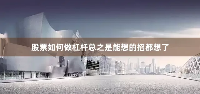 股票如何做杠杆总之是能想的招都想了